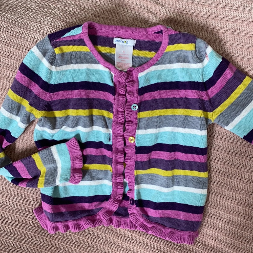 Striped Ruffle Cardigan Sweater